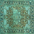 thumbnail image 1 of Ahgly Company Machine Washable Indoor Square Medallion Turquoise Blue Traditional Area Rugs, 3' Square, 1 of 4