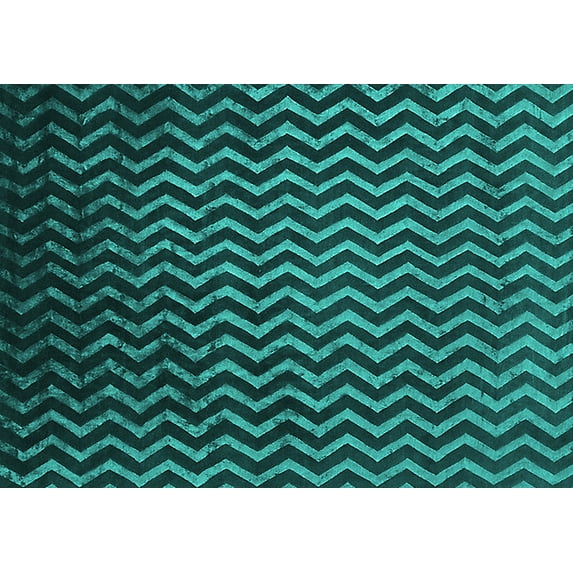 Ahgly Company Indoor Rectangle Oriental Turquoise Blue Industrial Area Rugs, 6' x 9'