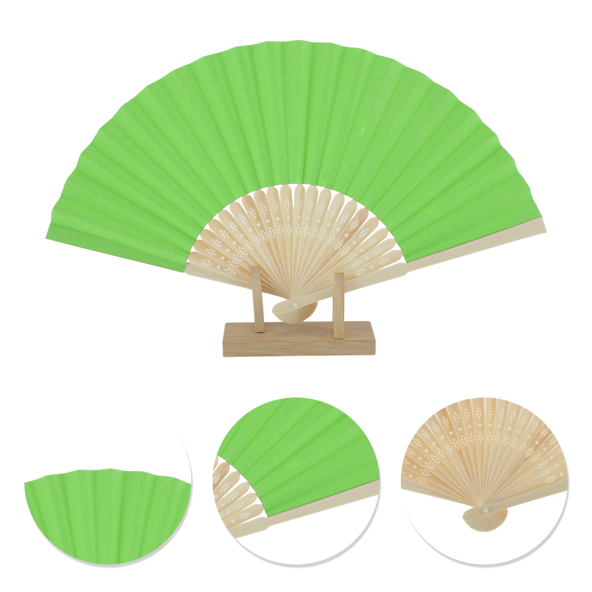 Unique Bargains Portable DIY 7-Inch Blank Folding Fan 1 Pc Green