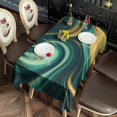 thumbnail image 2 of Teal Gold Marble Pattern Rectangle Tablecloth 60"x120",Waterproof Polyester Rectangle Table Cloth, Wipeable Spillproof Polyester Tablecloth for Dining, Camping, Indoor and Outdoor, 2 of 6