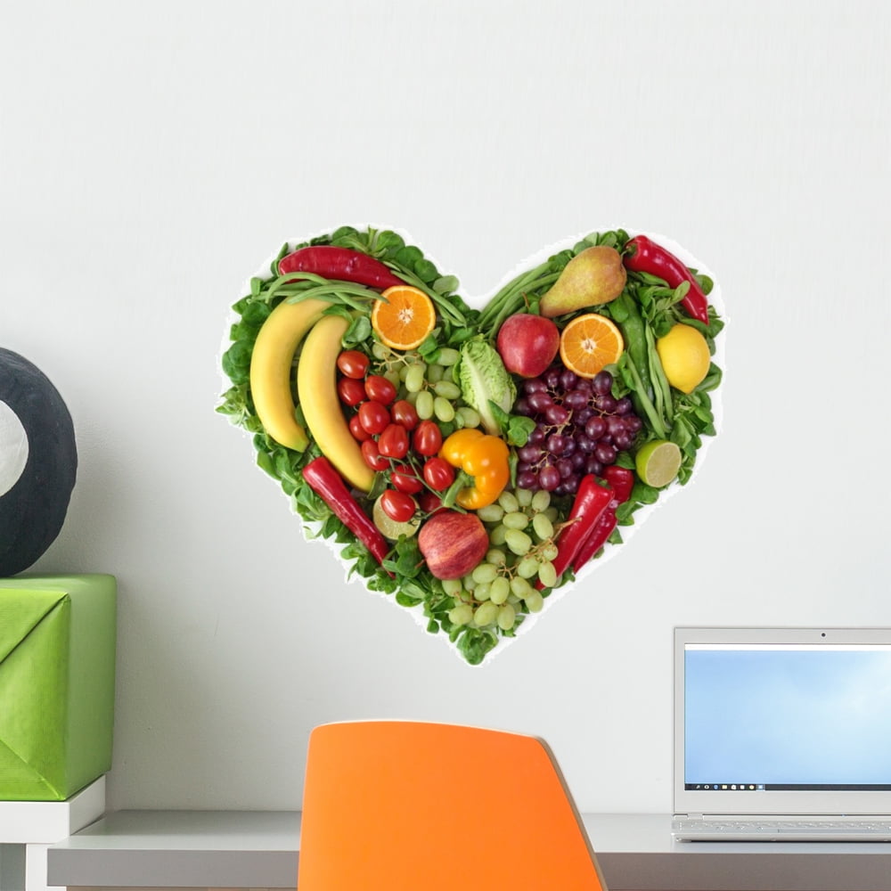 Heart Fruits and Vegetables Wall Decal by Wallmonkeys Peel and Stick