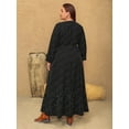 thumbnail image 2 of Women's Plus Size Embroidered Polka Dot Notched Long Sleeve Dress 95% Polyester 5% Elastane Comfortable Everyday Fit, 2 of 7