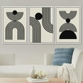 thumbnail image 2 of PixonSign Framed Canvas Print Wall Art Set Duotone Geometric Mid-Century Stripe Circles Abstract Shapes Illustrations Modern Art Boho Decorative for Living Room, Bedroom, Office - 24"x36"x3 WHITE, 2 of 5