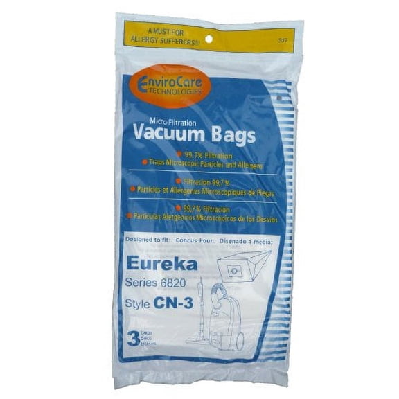 3 Compatible with Eureka CN-3, CN3 Canister Vacuum Bags, Series 6820, General Electric Vacuum Cl