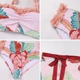 thumbnail image 6 of IBTOM CASTLE Women's 3 Pieces Swimsuit Floral Printed Bikini Set Bathing Suit with Cover up Beach Skirt Sarong Beachwear S Dark Red, 6 of 7