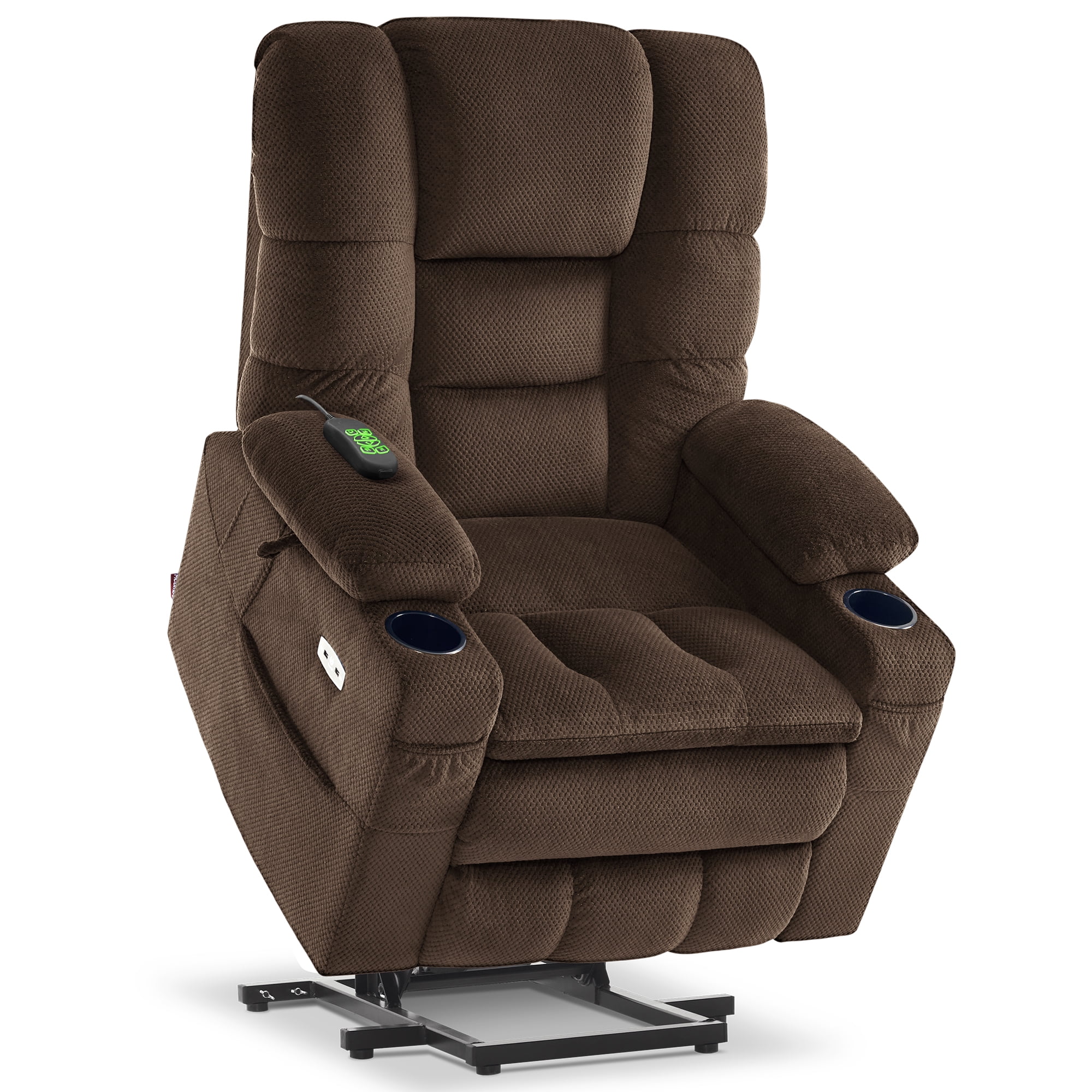 MCombo Triple Motor Power Lift Recliner for Elderly, Sleep Recliner Sofa with Adjustable Headrest, Fabric, Coffee