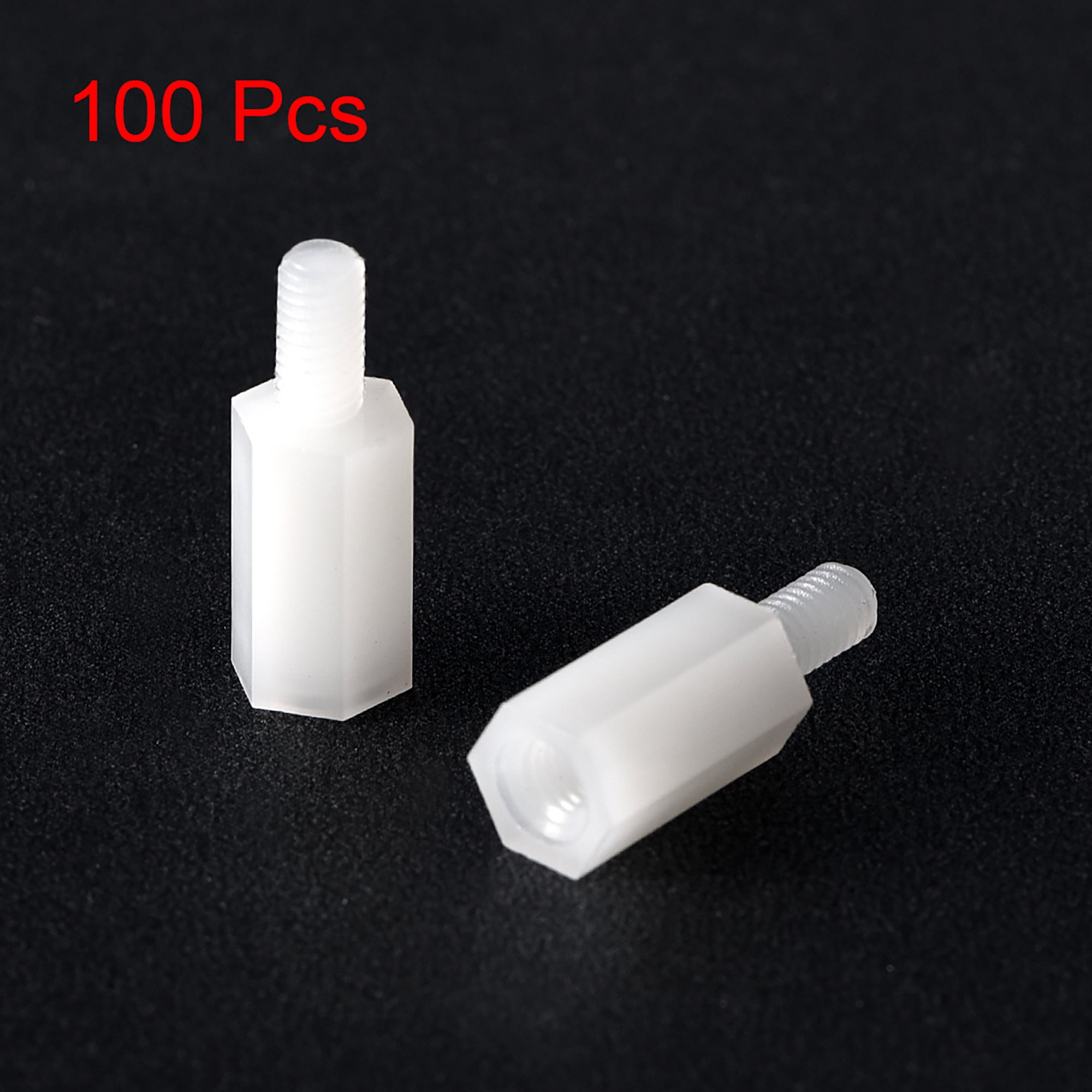 Male M3 Plastic Spacer Pillars Nylon FREE Nut Hexagonal Standoff Hex White