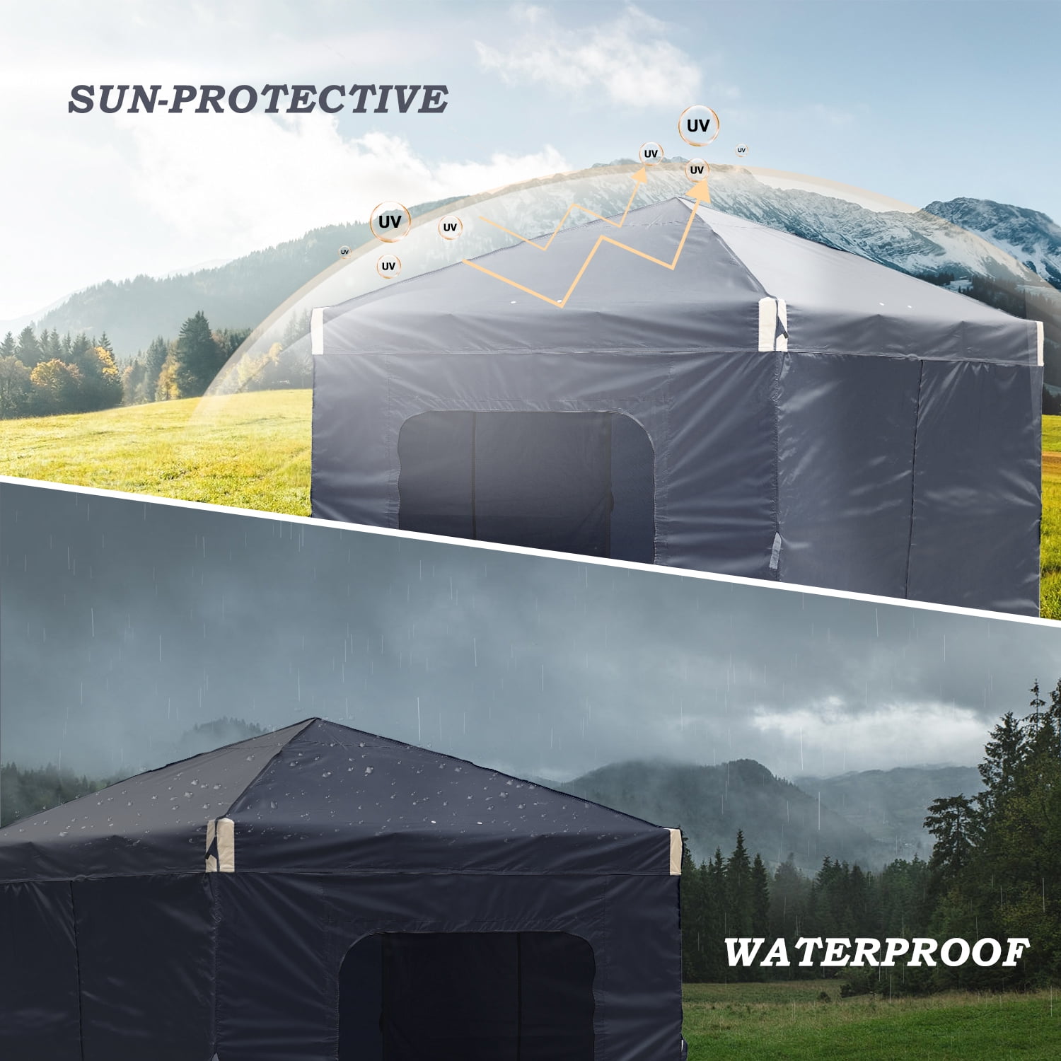 Aoodor Pop Up Canopy Tent with Removable Mesh Window Sidewalls, Portable  Instant Shade Canopy with Roller Bag