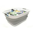 thumbnail image 4 of SAMMART Collapsible Plastic Laundry Basket - Foldable Pop Up Storage Container/Organizer - Portable Washing Tub - Space Saving Hamper/Basket (Rectangular, Grey), 4 of 5