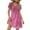 Pink, variant on Petite Dresses for Women 2025 Spring Casual Floral Sundresses Beach Short Sleeve Mini Dress Holiday V-Neck Dress Hot Pink L