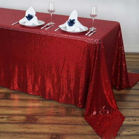 90x156" Premium Burgundy Sequin Rectangle Tablecloth Banquet Wedding Party - Walmart.com