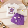 thumbnail image 2 of NOLDARES Baby Girl Summer Outfits Short Sleeve Trim Tops + Shorts Set Infant Clothes(Purple,2-3 Years), 2 of 9