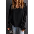 thumbnail image 3 of ABPHQTO Blusa negra con manga de obispo y puños acampanados para mujer, 3 of 5