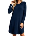 thumbnail image 2 of Vmberlty Women's Fall Winter Dresses Solid Color Ribbed Long Sleeve Midi Dresses Casual Outfits for Home and Party Occasions, 2 of 7