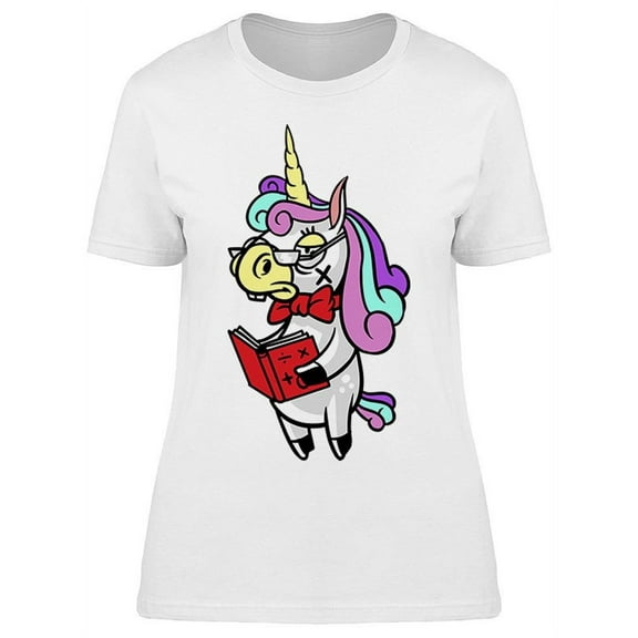 Unicorn Nerd Reading A Math Book T-Shirt Women -Image by Shutterstock, Female XX-Large