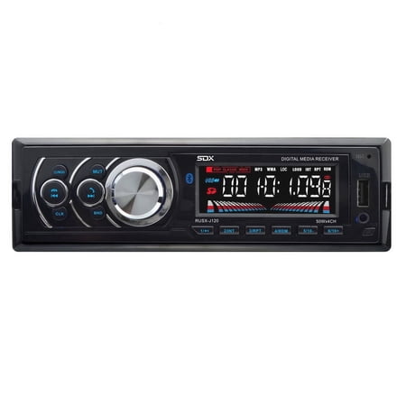 SDX Audio Systems RUSX-J120 DetachableCar Audio Stereo System Single Din, Bluetooth Audio and Calling Head Unit, Aux Input, USB, Mechless, No CD/DVD Player, AM/FM Radio Receiver, Hook up to Amplifier