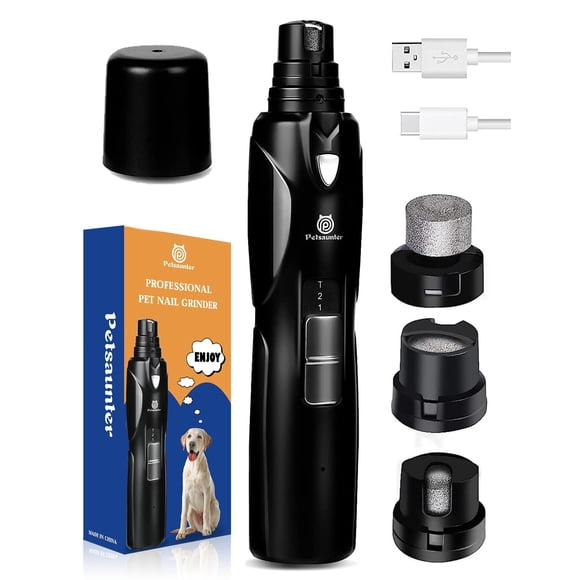 Molinillo de uñas para perros Petsaunter de 2 velocidades con luz LED para mascotas