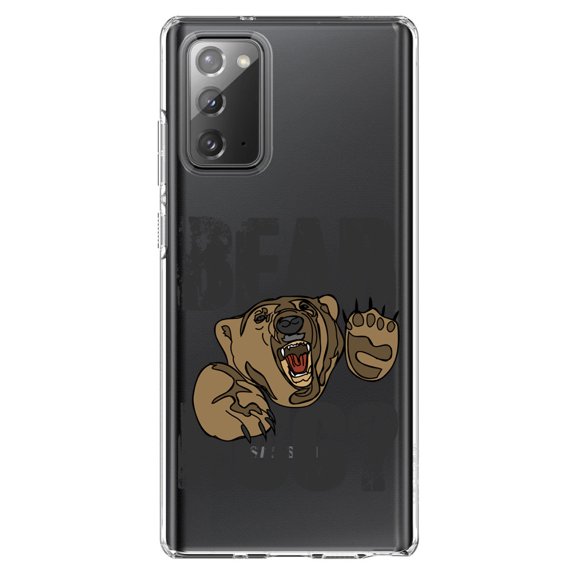 DistinctInk Clear Shockproof Hybrid Case for Samsung Galaxy Note 20 (6.7" Screen) - TPU Bumper Acrylic Back Tempered Glass Screen Protector - Bear Hug?