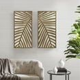 thumbnail image 2 of Madison Park Modern MDF Birch Palms Carved Wall Panel in Brown (Set of 2), 2 of 8