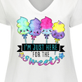 thumbnail image 4 of Inktastic I'm Just Here for the Sweets with Spun Sugar Candy Women's Plus Size V-Neck T-Shirt, 4 of 5