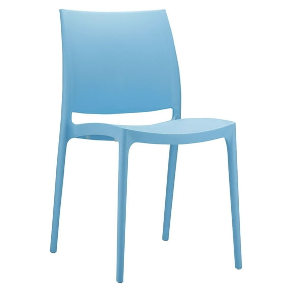 Luxury Commercial Living 32" Blue Resin Solid Weather Resistant Outdoor Dining Chair