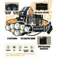 thumbnail image 3 of Rechargeable LED Headlight Head Torch Headlamp Super Bright 18000 Lumens Waterproof with Red Warning Lights and 8 LED 8 Modes, 3 of 7