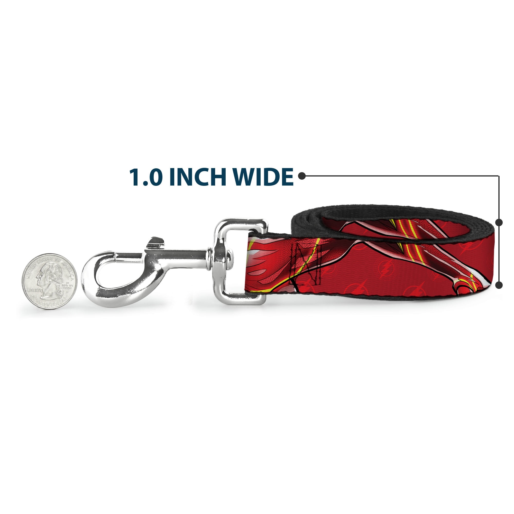 DC Comics Pet Leash, Dog Leash, The Flash 2023 Pose Close Ups Reds, 6 Feet Long 1.0 Inch Wide