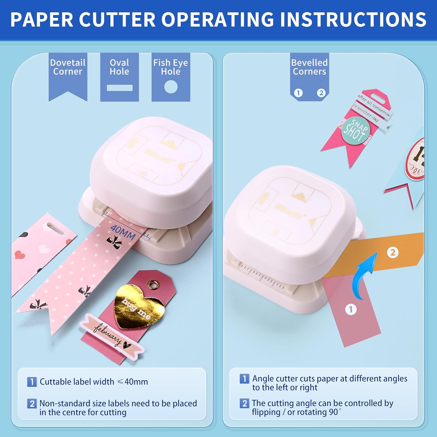 ABPETE 4 in 1 Tag Punch for Paper Crafts, ABPETE 2024 New Gift Tag Marker Punch, Paper Punches for Crafting, 4 Shapes Card Making Scrapbooking Arts Corner Cutter DIY Projects