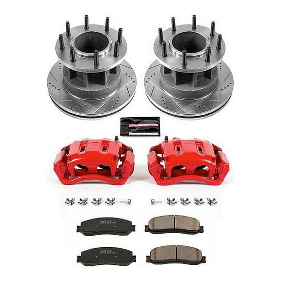 PowerStop Front Z23 Evolution Sport Brake Pad and Rotor Kit with Red Powder Coated Calipers Fits: FORD Select Models KC6526