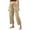 Khaki, variant on Jalioing Summer Fashion Capris for Women Drawstring Waist Slit Button Cuff Crop Pants Trendy Capri Pants with Pocket