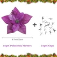 thumbnail image 2 of Artificial Flowers Christmas Glitter, Christmas Decorations Ornament Christmas Flowers 8.7inch purple, 2 of 5