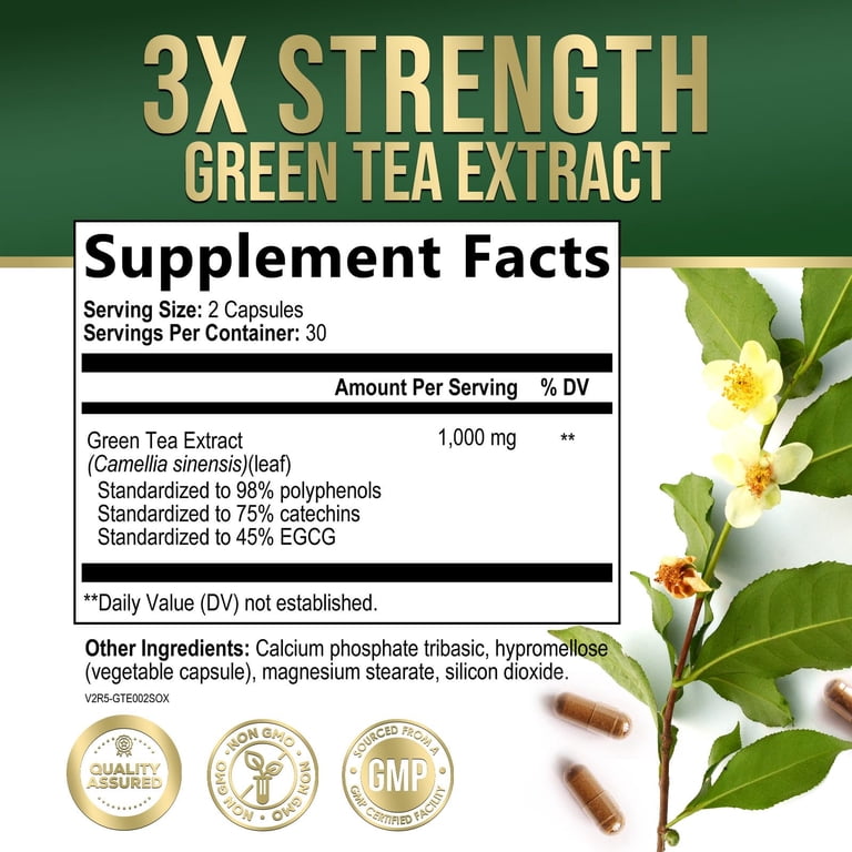 Nature's Nutrition Green Tea Extract 1000mg 45% EGCG + more