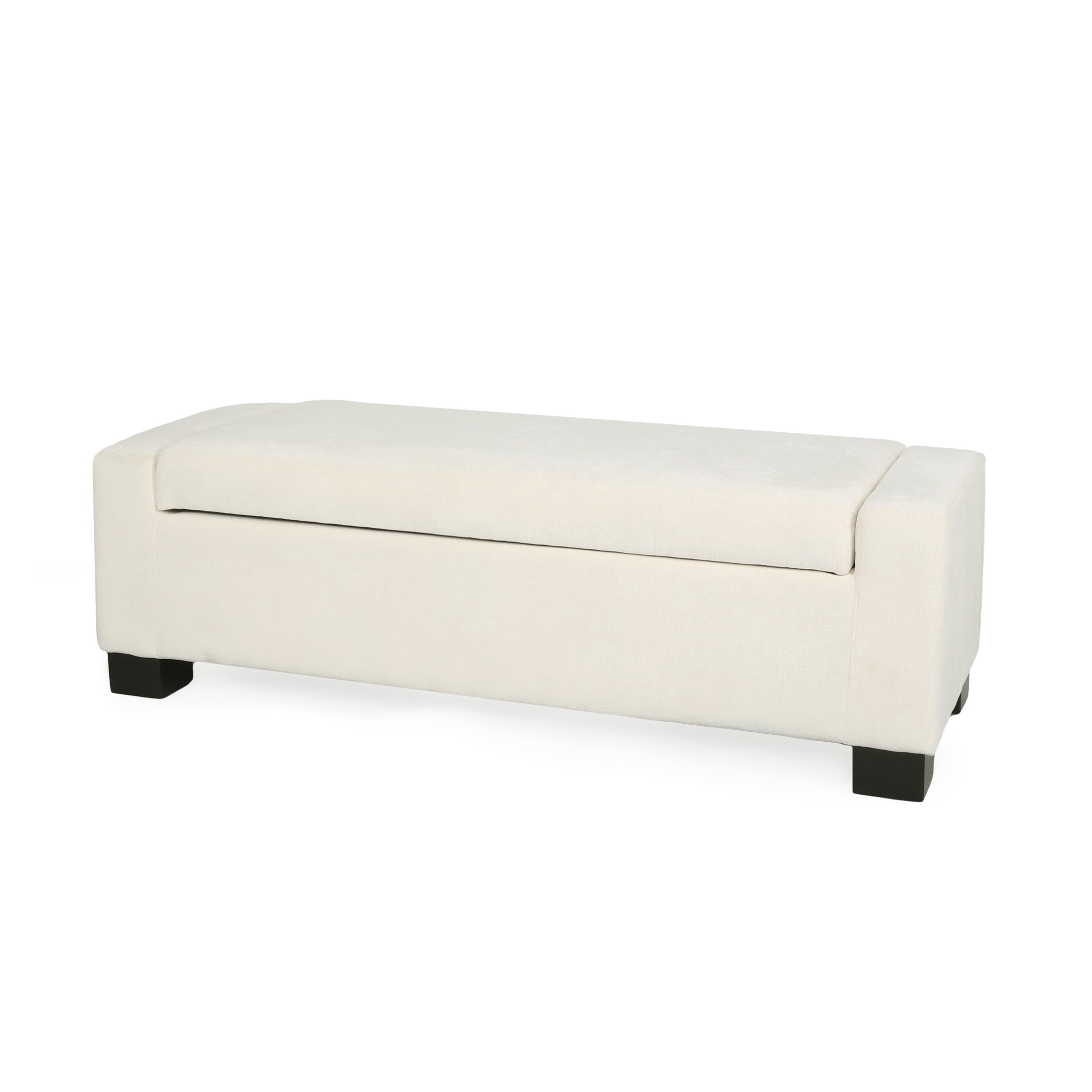 Noble House Betts Betts Modern Upholstered Storage Ottoman White