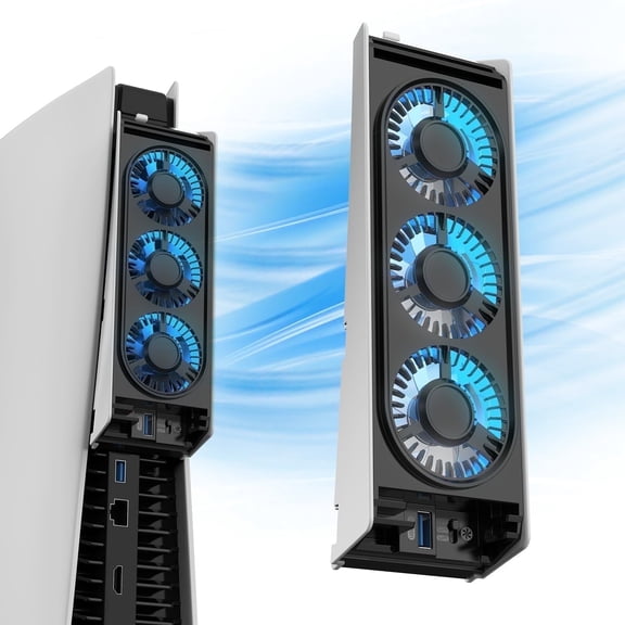 PS5 Cooling Fan,PS5 Accessories Upgraded Quiet Cooler Fan with LED Light & USB 3.0 Hubs,PS5 Cooling Station for PlayStation 5 Disc/Digital Edition,Not for PS5 Slim/Pro