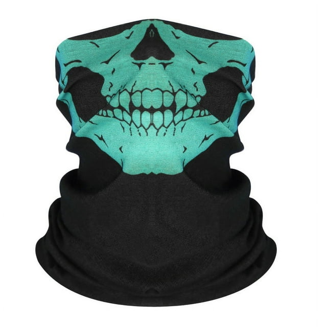Máscara de montar con capucha mágica multifuncional sin costuras, cálida toalla con cara de calavera para Halloween