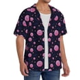 thumbnail image 2 of Pofeuu Pink Planets And Stars Print Mens Casual Short Sleeve Shirts Beach Summer Spread Collar Pocket Tops Men's Casual Short-sleeved Shirt-4X-Large, 2 of 5