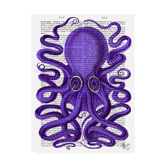 Trademark Fine Art 'Purple Octopus' Canvas Art by Fab Funky