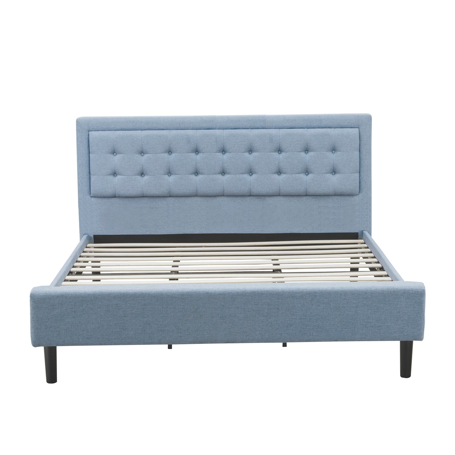 East West Furniture 2-piece Wood Fannin King Bedroom Set in Denim Blue - image 3 of 5