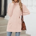 thumbnail image 5 of Towmus Women's Fall Sweatshirts Tunic Tops for Women Womens Turtleneck Oversized Long Sweater Dress Green Sweater, 5 of 6