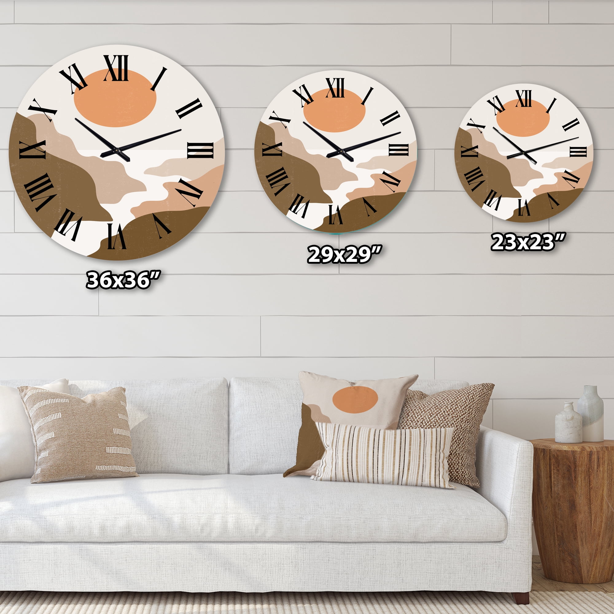 Designart 'Lanscape With Full Moon In Terracotta Tones' Modern Wall Clock