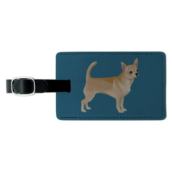 Chihuahua Dog Pet Drawing Rectangle Leather Luggage Card Suitcase Carry-On ID Tag