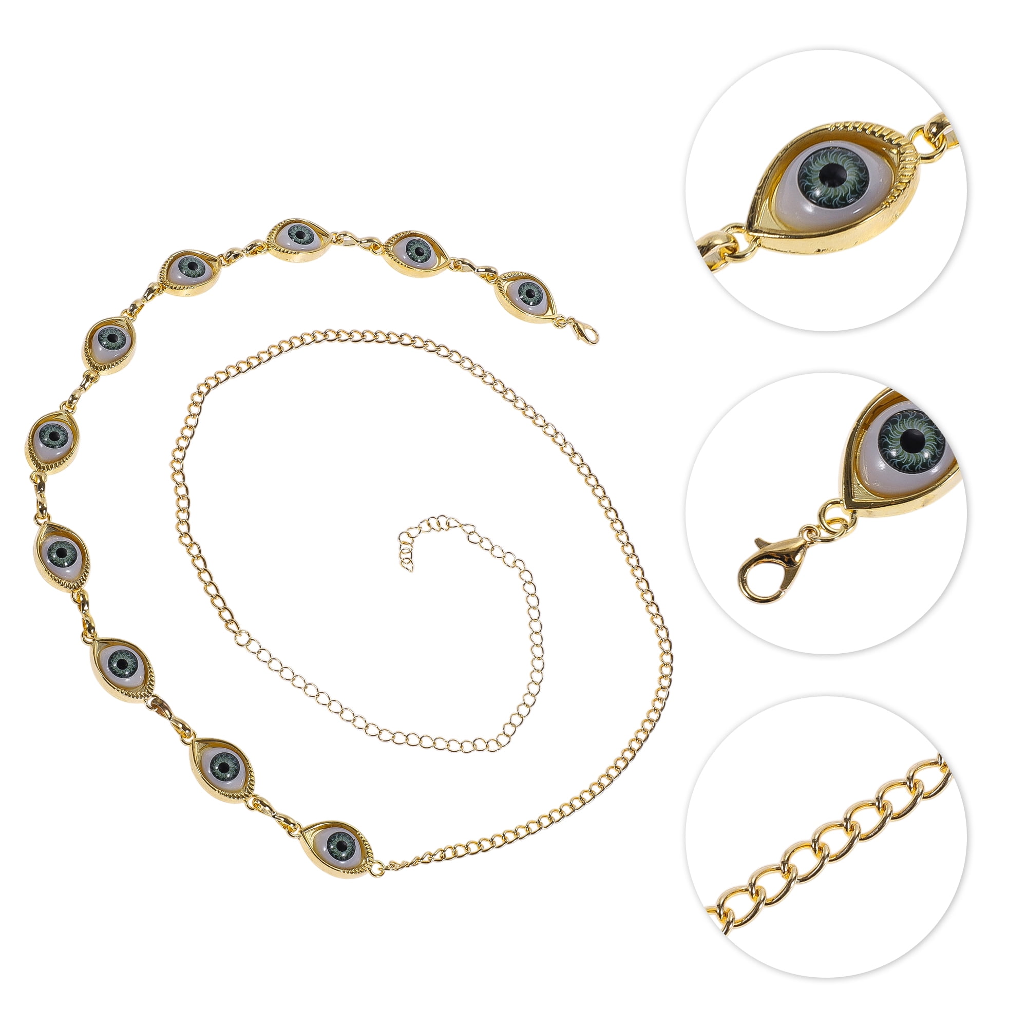 Unique Bargains Boho Style Eye Adjustable Waist Belt for Women Gold Tone