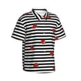 thumbnail image 2 of Kll Men'S Hawaiian Shirt Short Sleeve Button Down Beach Shirts-Ladybugs On Black And White Striped, 2 of 8