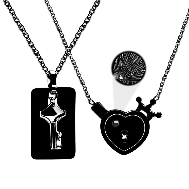 Heart & Key Necklace Set, Couple's Jewelry