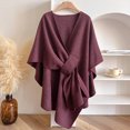 thumbnail image 3 of Guardurnaity Poncho versátil Decke, chal bifurcado, bufanda de color liso, tela cómoda, para todas las ocasiones, cálido y con un aspecto Accesorios de disfraces vino tinto 160*110 cm, 3 of 6