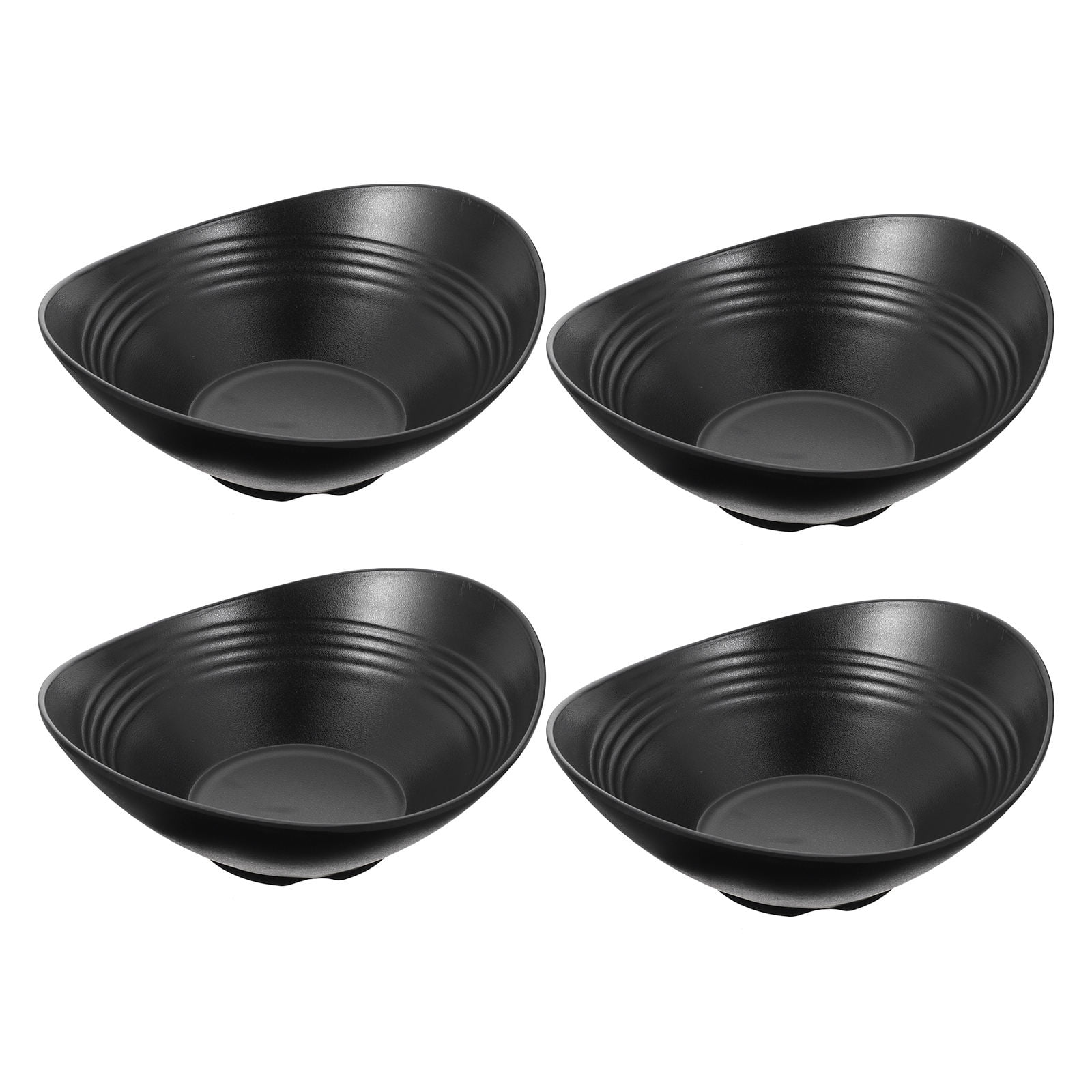 LABSERRON 4Pcs Black Japanese Style Soup Bowls Easy to Clean Multipurpose Tableware Set