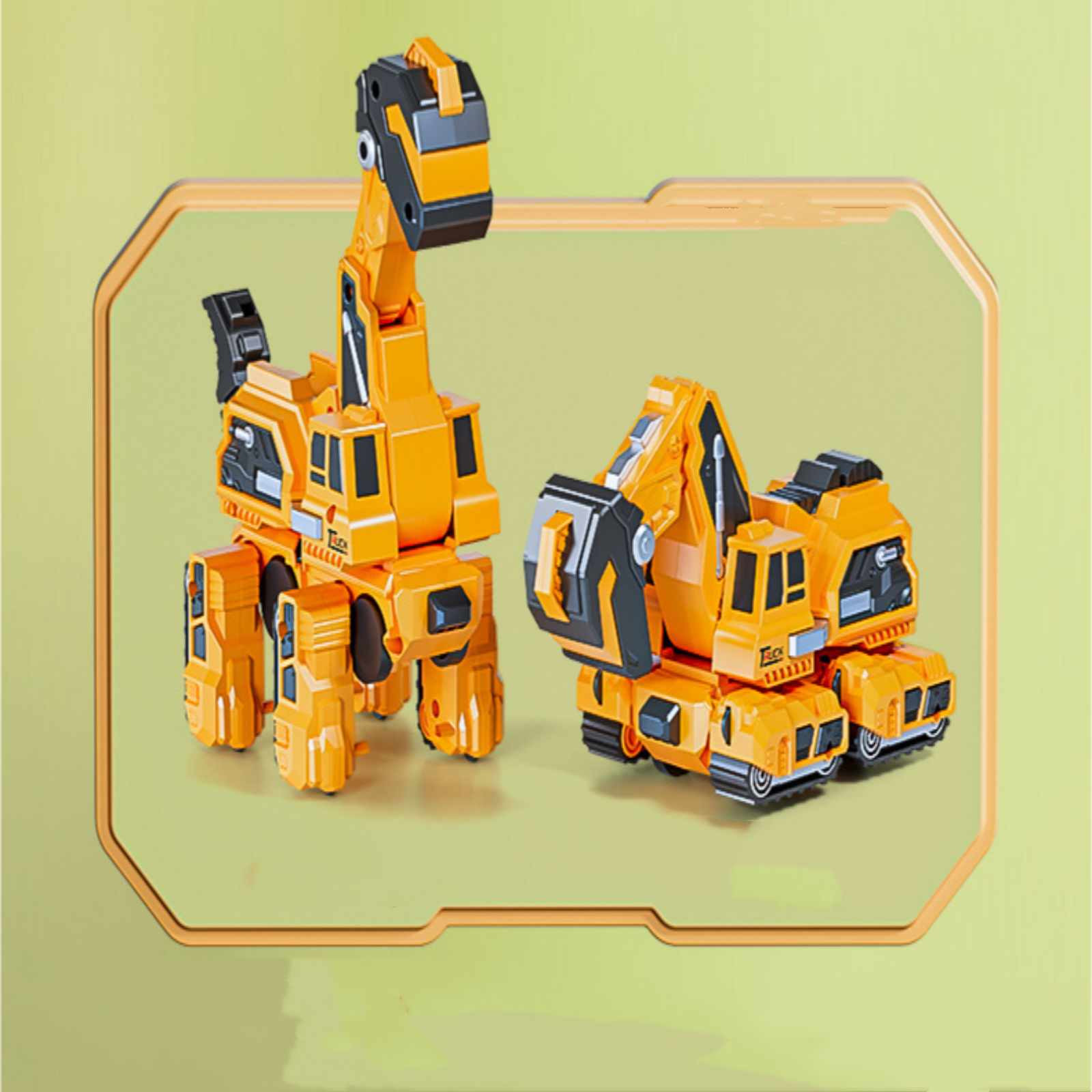 Partheme Novelty Toys 3 Counts Kids Crash Deformation Car Dinosaur Toy Excavator Model Toy Boy Gift Yellow Free Size