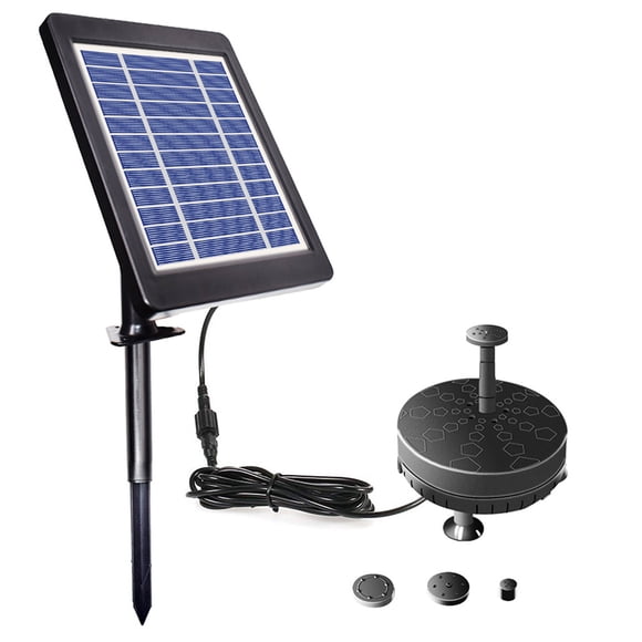 Solar fountain pump for birdbaths, 6V 3.5W, solar-powered, brushless submersible pump, built-in battery, LED, suitable for gardens, ponds, and pools