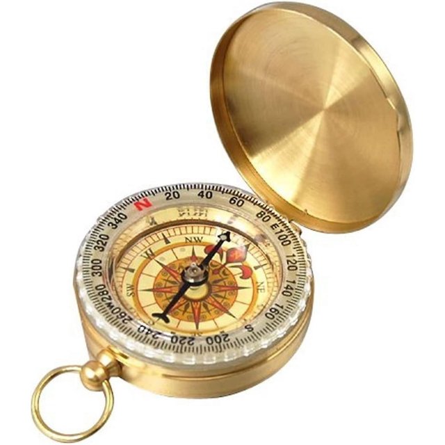- Brújula retro portátil de metal lentilal para senderismo/viajes/camping/vida silvestre/navegación (oro)