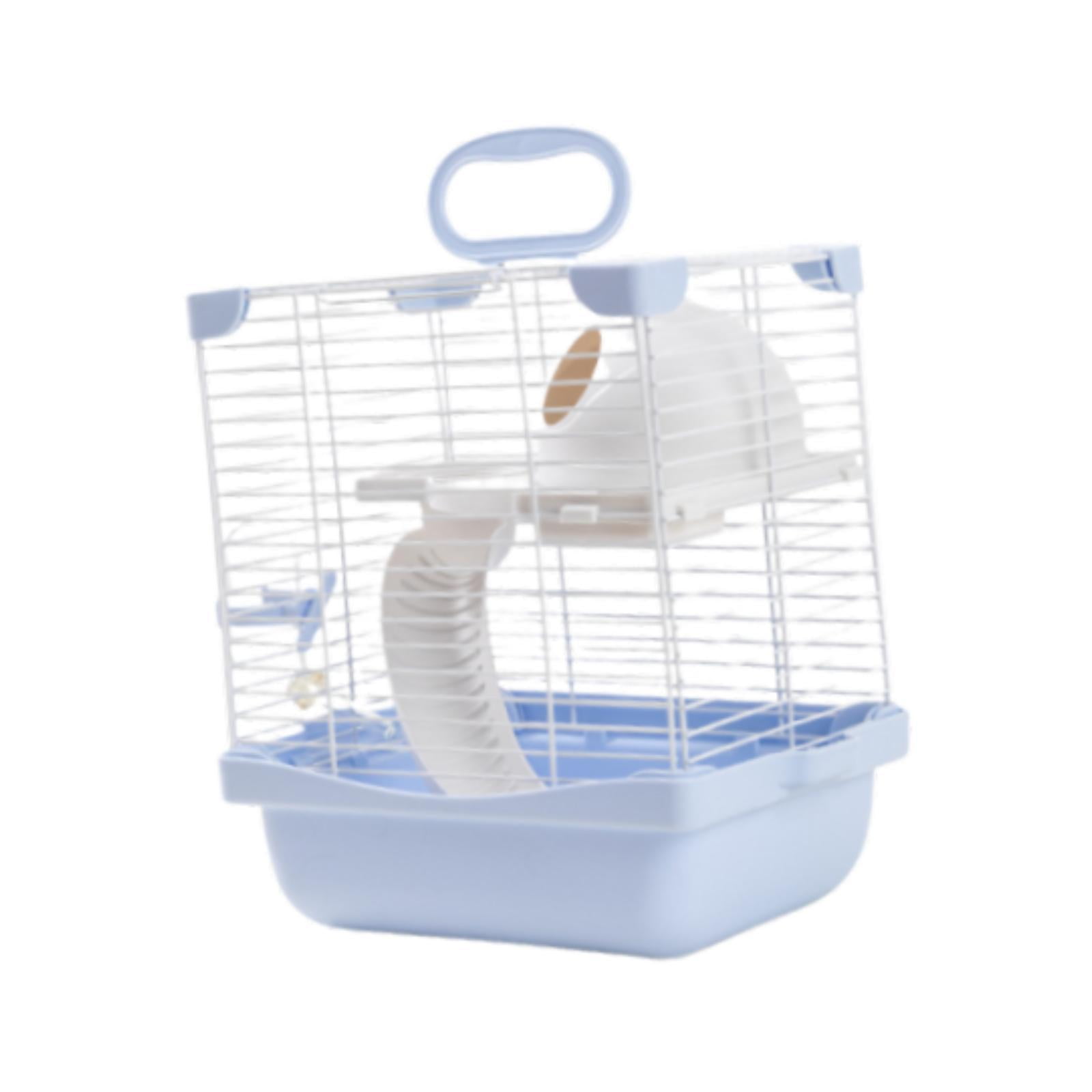 EHJRE 2 Tiers Hamster Cage Enclosure Portable for Mouse Rat with Water Bottle, Food Bowl High Chassis Design Versatile 7.4x9x11inch Blue
